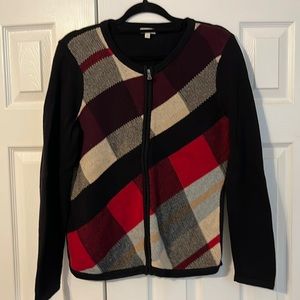 Talbots Librarian-Chic Zip Argyle Sweater